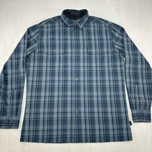 Kuhl Eluxur Shirt Mens Large Blue Plaid Long Sleeve Button Up Outdoor Hiking